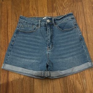 Wax Jean Denim Blue Cuffed Shorts